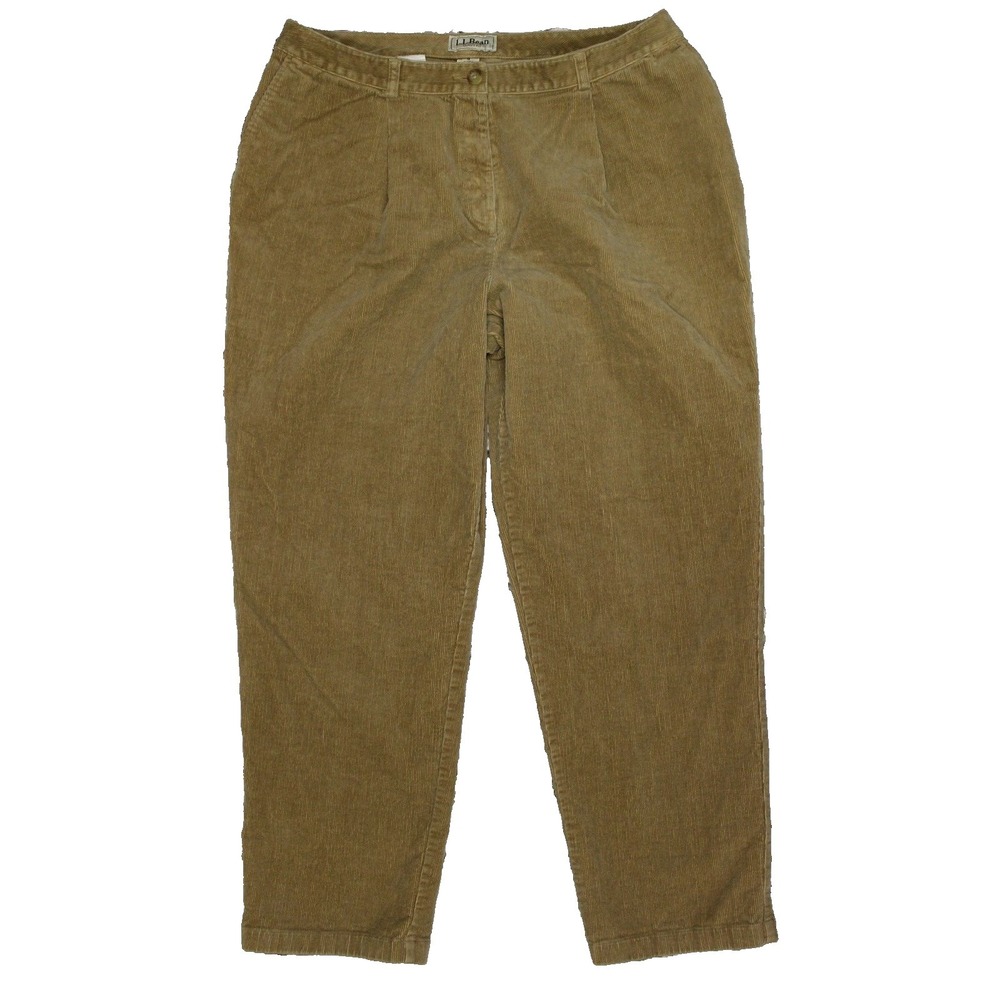 L.L.Bean‎ Women Jeans 18 Tall Corduroy Beige Curvy Fit Pants Winter High Weisted
